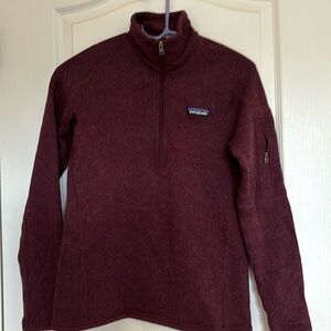 PATAGONIA Zip Burgundy Sweater/Jacket Top 1/2  Zip Arm Pocket Sz S